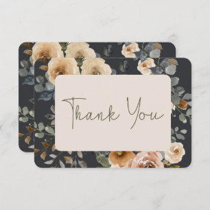 Carte De Remerciements Vanilla White Boho Rose Mariage bleu