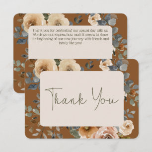 Carte De Remerciements Vanilla White Boho Roses rouille Mariage