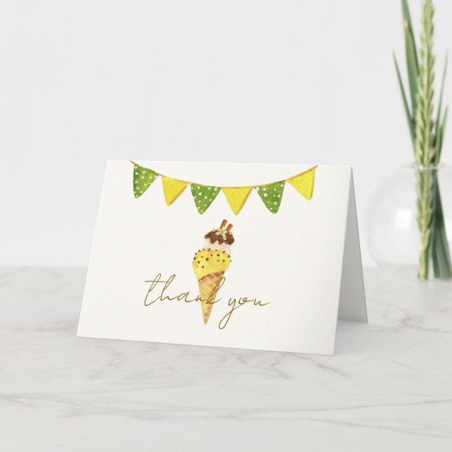 Carte De Remerciements Vanille Lumineuse Le Baby shower de glace Scoop (Devant)