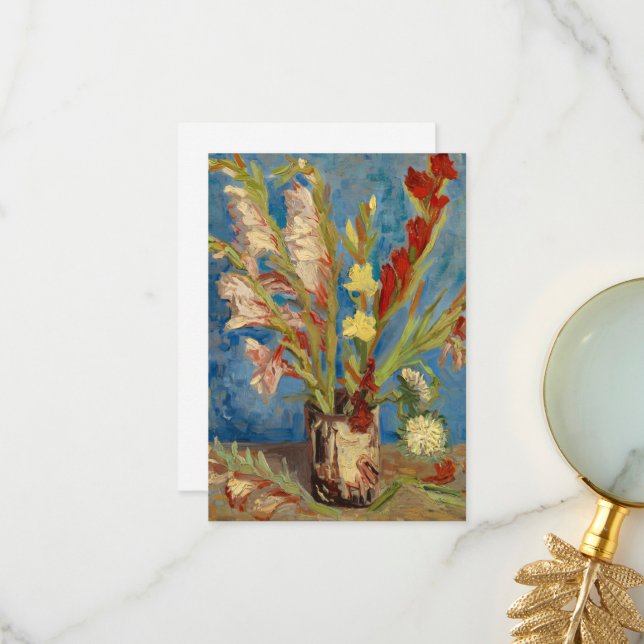 Carte De Remerciements Vase avec Gladioli et chinois Asters par Gogh (Devant/Arrière en situation)
