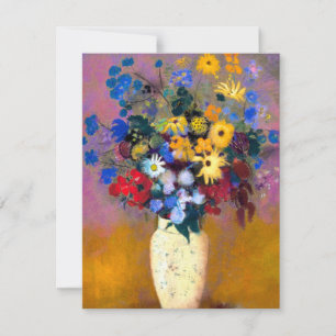 Carte De Remerciements Vase blanc avec fleurs Odilon Redon