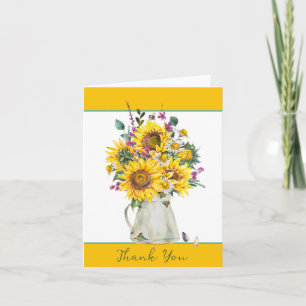 Carte De Remerciements Vase de tournesols