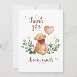 Carte De Remerciements Végétal Ours Teddy Béary Beaucoup de Baby shower