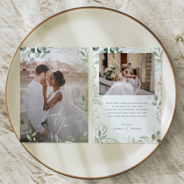 Carte De Remerciements Végétation capricieuse et or plat photo défraîchi (Créateur téléchargé)