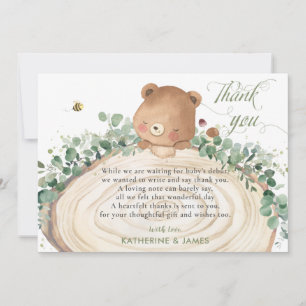 Carte De Remerciements Végétation de l'ours mignonne Baby shower neutre p