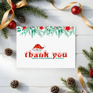 Carte De Remerciements Végétation d'hiver Baby shower de Noël de Santa Ha