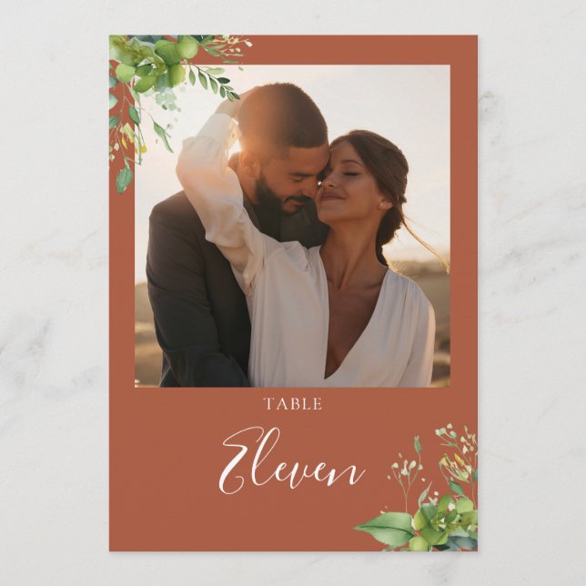 Carte De Remerciements Végétation Florale Photo Terracotta Numéro de tabl (Devant)