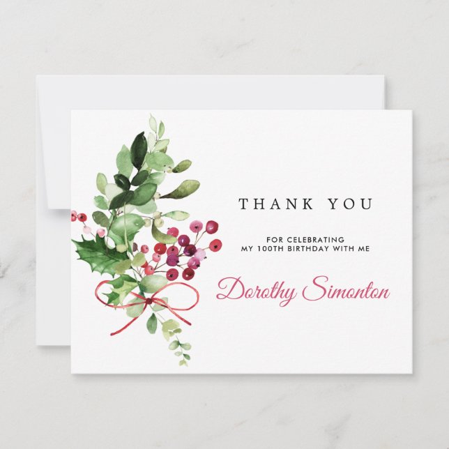 Carte De Remerciements Végétation hivernale rustique 100e anniversaire (Devant)