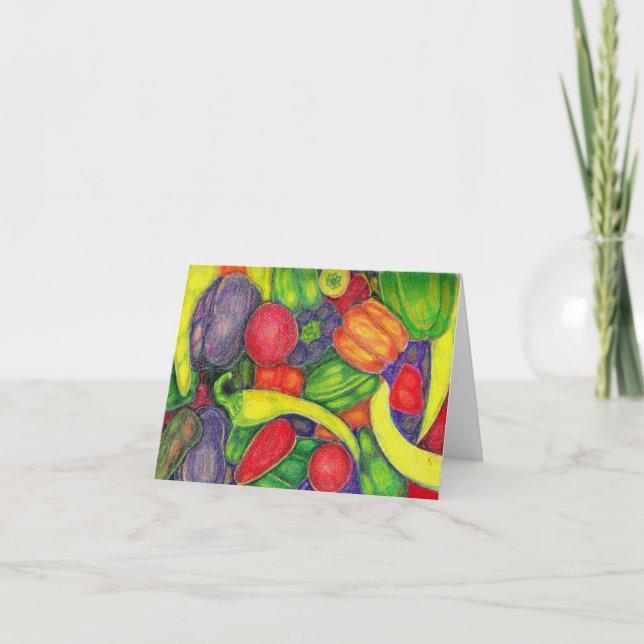 Carte De Remerciements  "Veggies" Aquarelle de Patricia Merewether      (Devant)