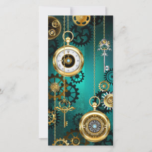 Carte De Remerciements Veille bijoux Steampunk sur un Arrière - plan vert