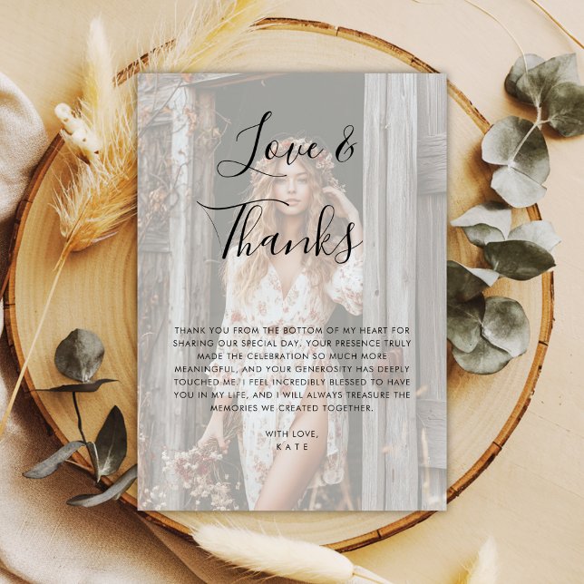 Carte De Remerciements Vellum Overlay Photo Love & Thanks Bridal Shower (Créateur téléchargé)