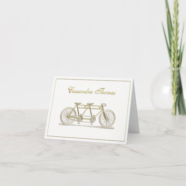 Carte De Remerciements Vélo D'Or Construit Pour Deux Frames H (Devant)