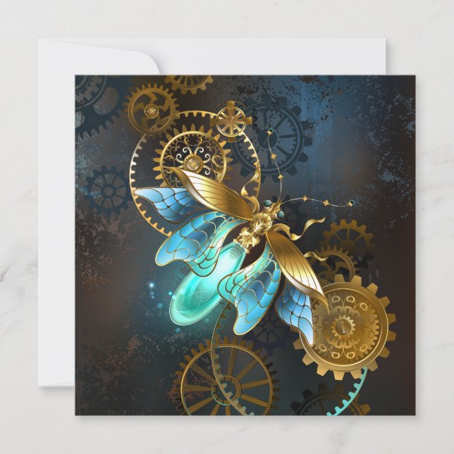 Carte De Remerciements Ver luisant Steampunk (Devant)