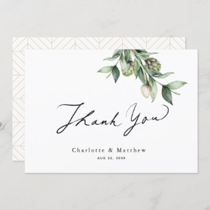 Carte De Remerciements Verdure & Artichokes Mariage aquarelle