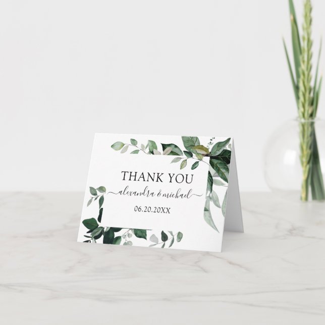 Carte De Remerciements Verdure botanique Foliage Aquarelle Mariage que (Devant)