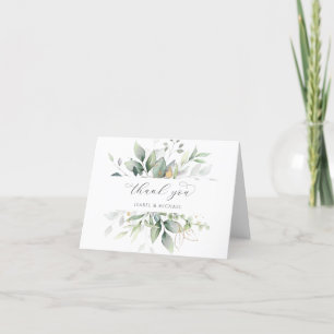 Carte De Remerciements Verdure Or Feuille Aquarelle Foliage Moderne