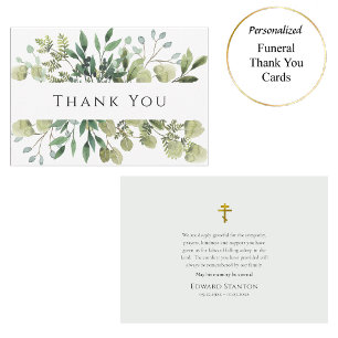 Carte De Remerciements Verdure rustique Funérailles chrétiennes orthodoxe