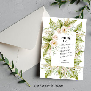 Carte De Remerciements Verdure unique Pampas Lumineux Grass Tropical