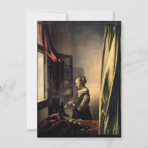 Carte De Remerciements Vermeer - Fille lisant une lettre à une fenêtre ou