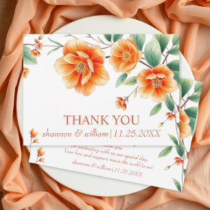 Carte De Remerciements Verona coucher de soleil oranger fleurs mariage Me