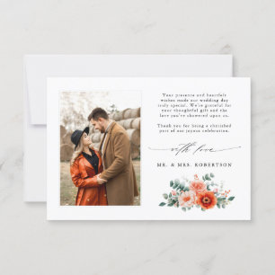 Carte De Remerciements Verona Sunset Bright Orange Moderne Mariage Floral