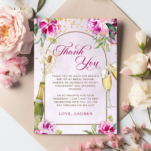 Carte De Remerciements Verre à vin floral Baby Shower de mariage
