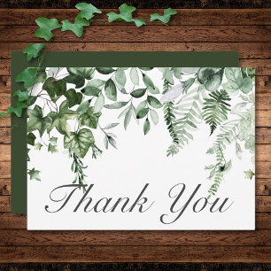 Carte De Remerciements Verre rustique & Sage Green Mariage vert