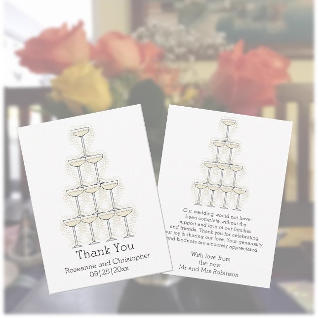Carte De Remerciements Verres à Champagne Mariage Simple (Créateur téléchargé)