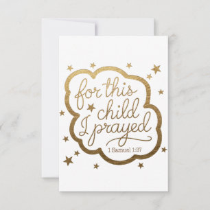 Carte De Remerciements verset biblique de 1 Samuel 1:27
