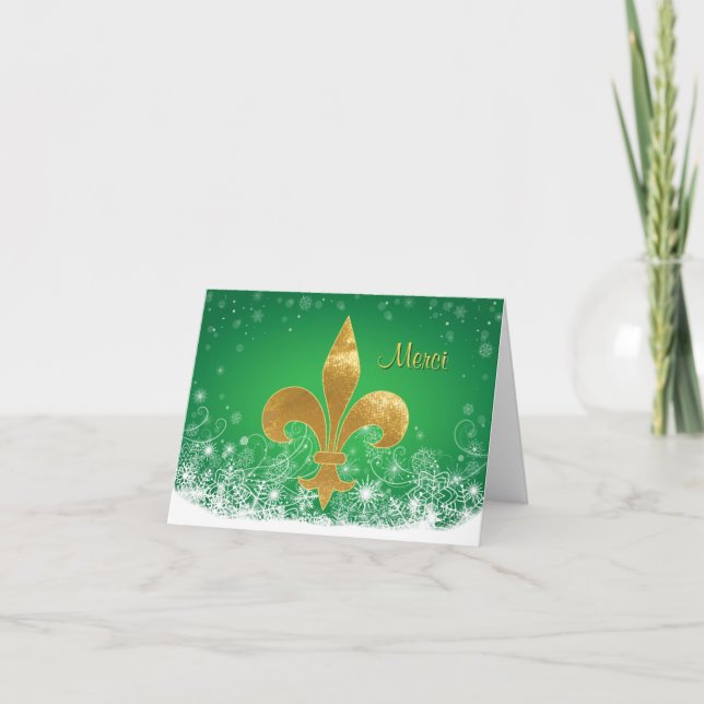 Carte de remerciements vert de vacances de Fleur (Devant)