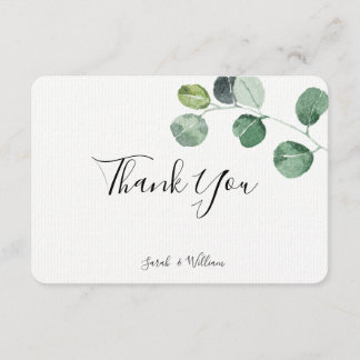 Carte de remerciements vert d'eucalyptus