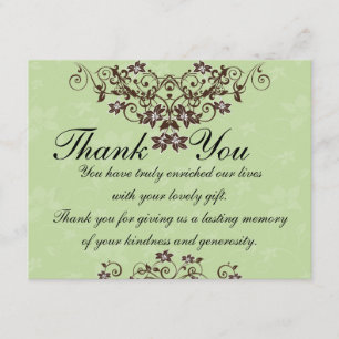Carte de remerciements - vert et brun chocolat en