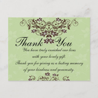 Carte de remerciements - vert et brun chocolat en