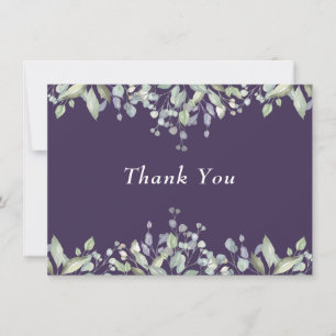 Carte De Remerciements Vert floral de sauge et de lilas violet
