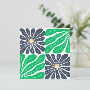 Carte De Remerciements Vert marine floral abstrait élégant