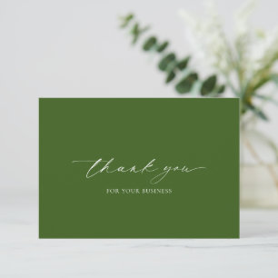 Carte De Remerciements Vert olive forestier Simple Élégant Moderne Entrep