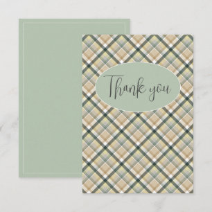 Carte De Remerciements Vert Plaid Moderne