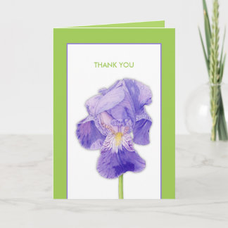 Carte de remerciements vert pourpre Iris