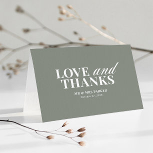 Carte De Remerciements Vert sage Classique et Luxe Mariage