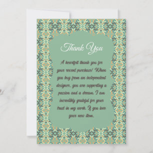 Carte De Remerciements Vert sauge de luxe géométrique tribal sans couture