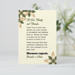 Carte De Remerciements Vert sauge élégant et floral géométrique beige