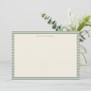 Carte De Remerciements Vert sauge rayé Noël personnalisé Vintage