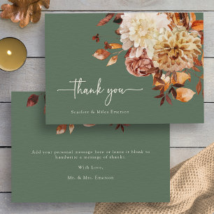 Carte De Remerciements Vert sauge rustique remerciement d'automne