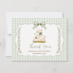 Carte De Remerciements Vert sauge Silly Goose Baby Shower Floral Neutre