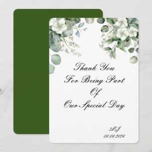 CARTE DE REMERCIEMENTS VERTS POUR MARIAGE