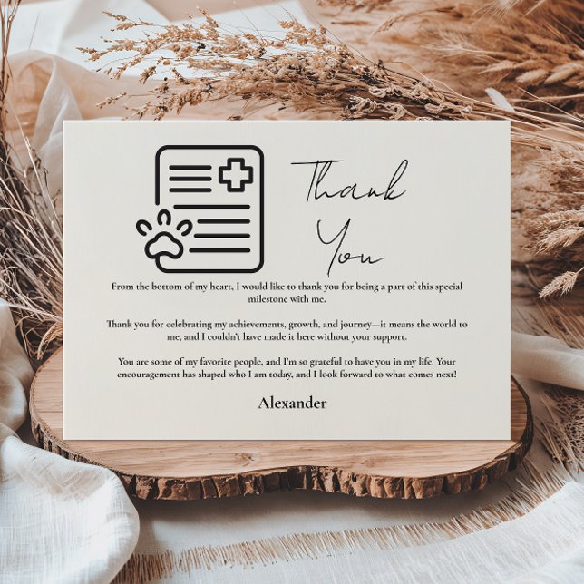 Carte De Remerciements Vet Med Paw Syringe Graduation Party (Créateur téléchargé)