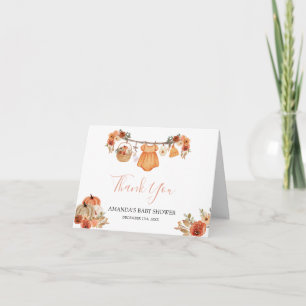 Carte De Remerciements Vêtements Bébé Fille Tombe en Amour Shower Pliée