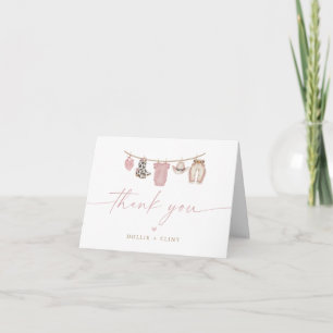 Carte De Remerciements Vêtements de bébé rose pour petite cowgirl baby sh