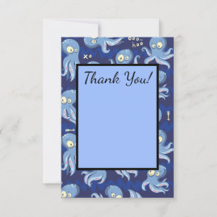 Carte De Remerciements Vêtements et décoration pour enfants Pieuvre Bleue