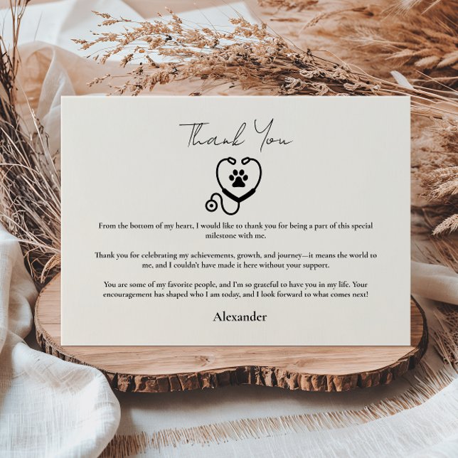 Carte De Remerciements Veterinarian Graduation Party (Créateur téléchargé)